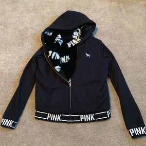 Fuzzy Victoria Secret PINK zip up hoodie